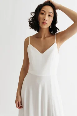 Tobi Nelli Cold Shoulder High Slit Maxi Dress - Ivory