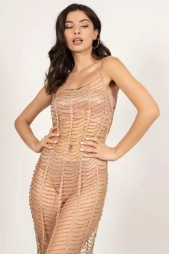 Tobi Net Worth Embellished Chain Midi Dress -
