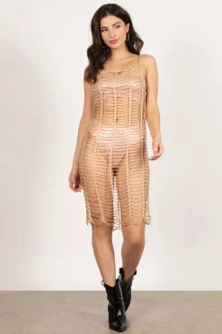 Tobi Net Worth Embellished Chain Midi Dress -