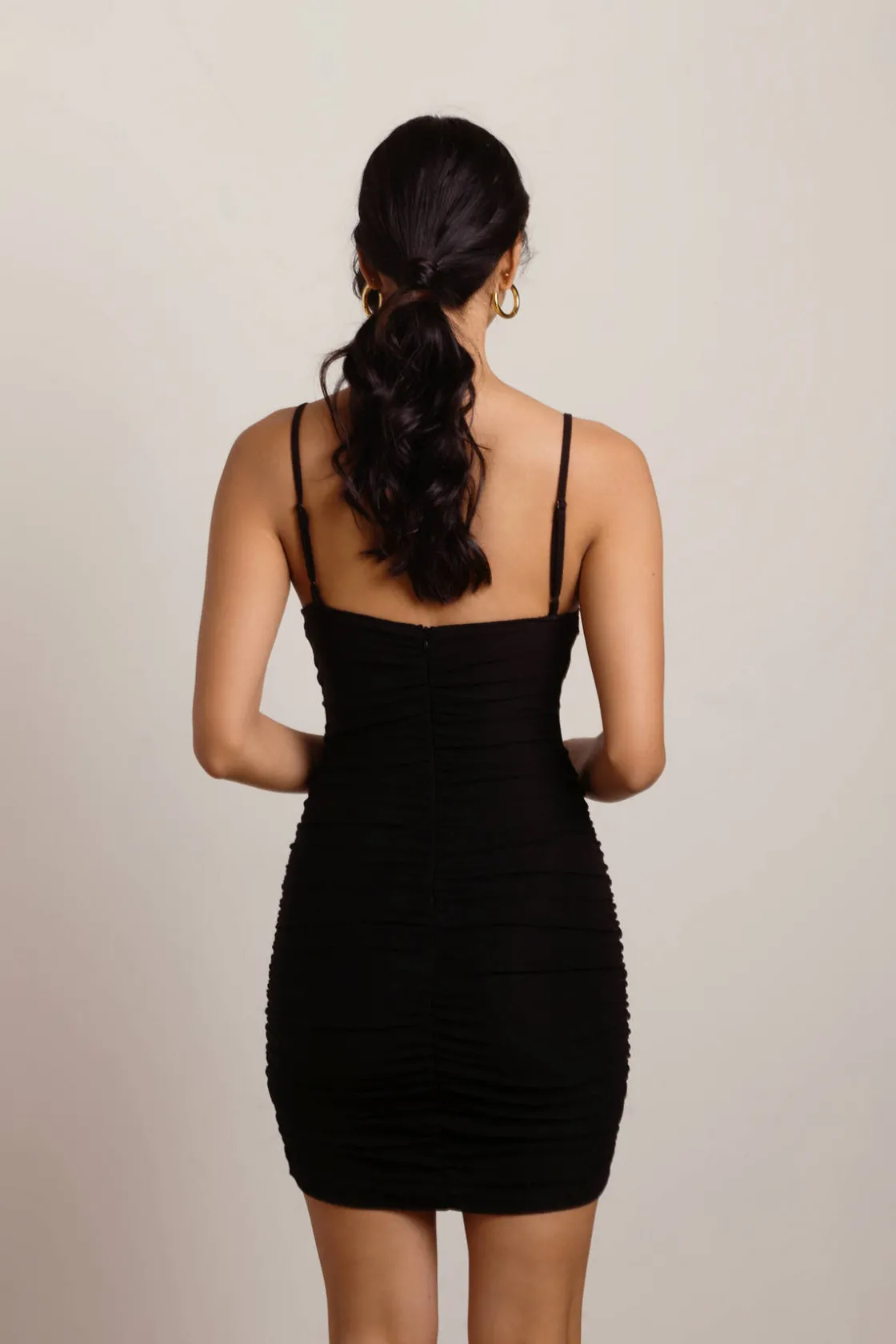 Tobi Next Level Ruched Bodycon Mini Dress - Black