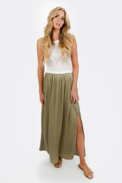 Tobi Nichole Side Slit Maxi Skirt - Sage