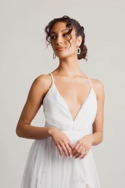 Tobi Night To Remember Chiffon Double High Slit Maxi Dress - Ivory