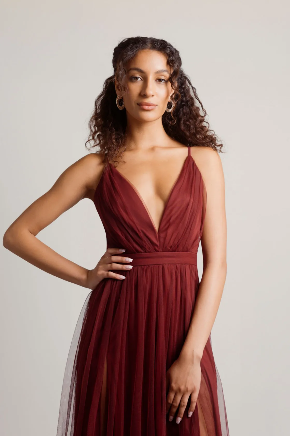 Tobi Night To Remember Chiffon Double High Slit Maxi Dress - Ivory