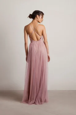 Tobi Night To Remember Chiffon Double High Slit Maxi Dress - Ivory