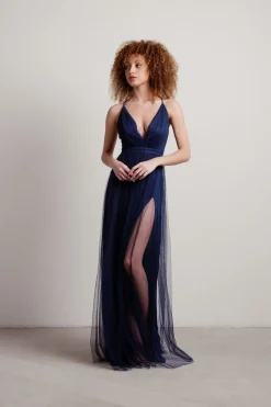 Tobi Night To Remember Chiffon Double High Slit Maxi Dress - Ivory