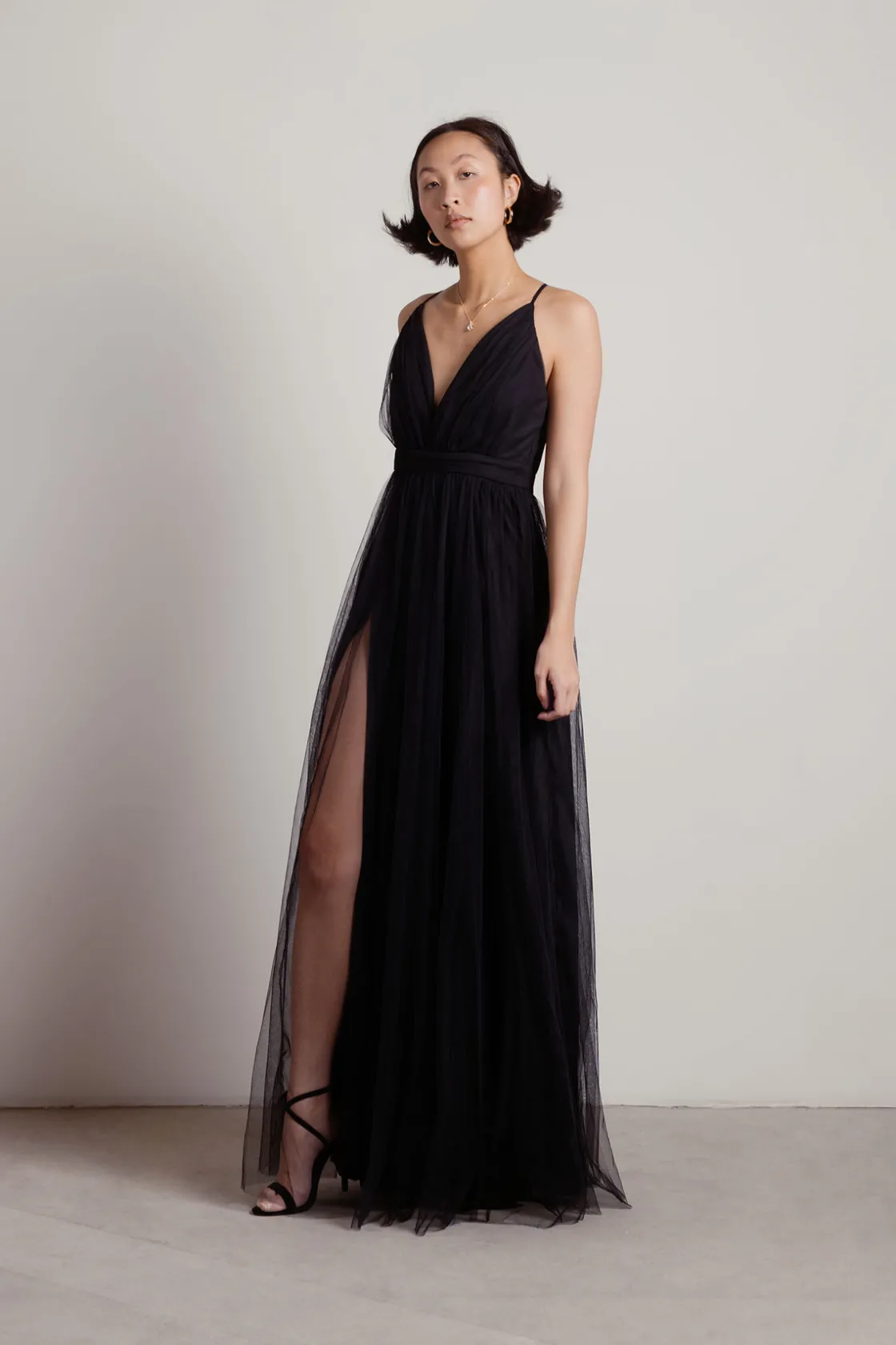 Tobi Night To Remember Chiffon Double High Slit Maxi Dress - Ivory