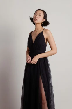 Tobi Night To Remember Chiffon Double High Slit Maxi Dress - Ivory