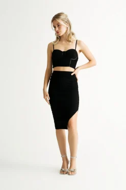 Tobi Nighthawk Mesh Crop Top And Mini Skirt Set -