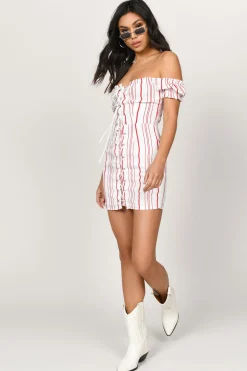 Tobi Nikki Lace Up Off The Shoulder Mini Dress -