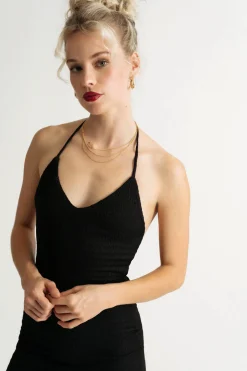 Tobi No Drama Textured Halter Bodycon Midi Dress