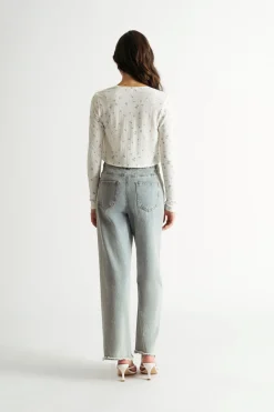 Tobi No Pics Please Floral Crop Top And Cardigan Set - Ivory