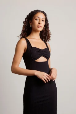 Tobi No Problem Ribbed Cutout Maxi Dress - Brown