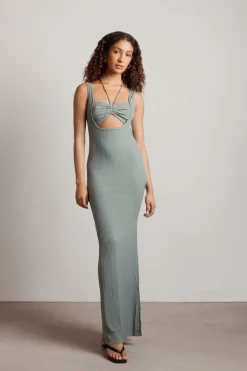 Tobi No Problem Ribbed Cutout Maxi Dress - Brown