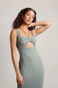 Tobi No Problem Ribbed Cutout Maxi Dress - Brown