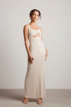 Tobi No Problem Ribbed Cutout Maxi Dress - Brown