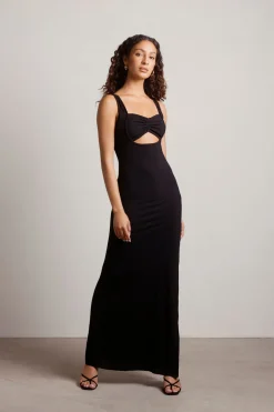 Tobi No Problem Ribbed Cutout Maxi Dress - Brown
