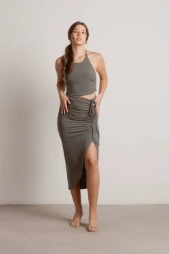Tobi No Shame Halter Crop Top And Drawstring Midi Skirt