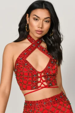 Tobi No Time Crop Top - Red
