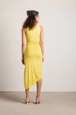 Tobi Nonsense Ruched Asymmetrical Midi Dress -