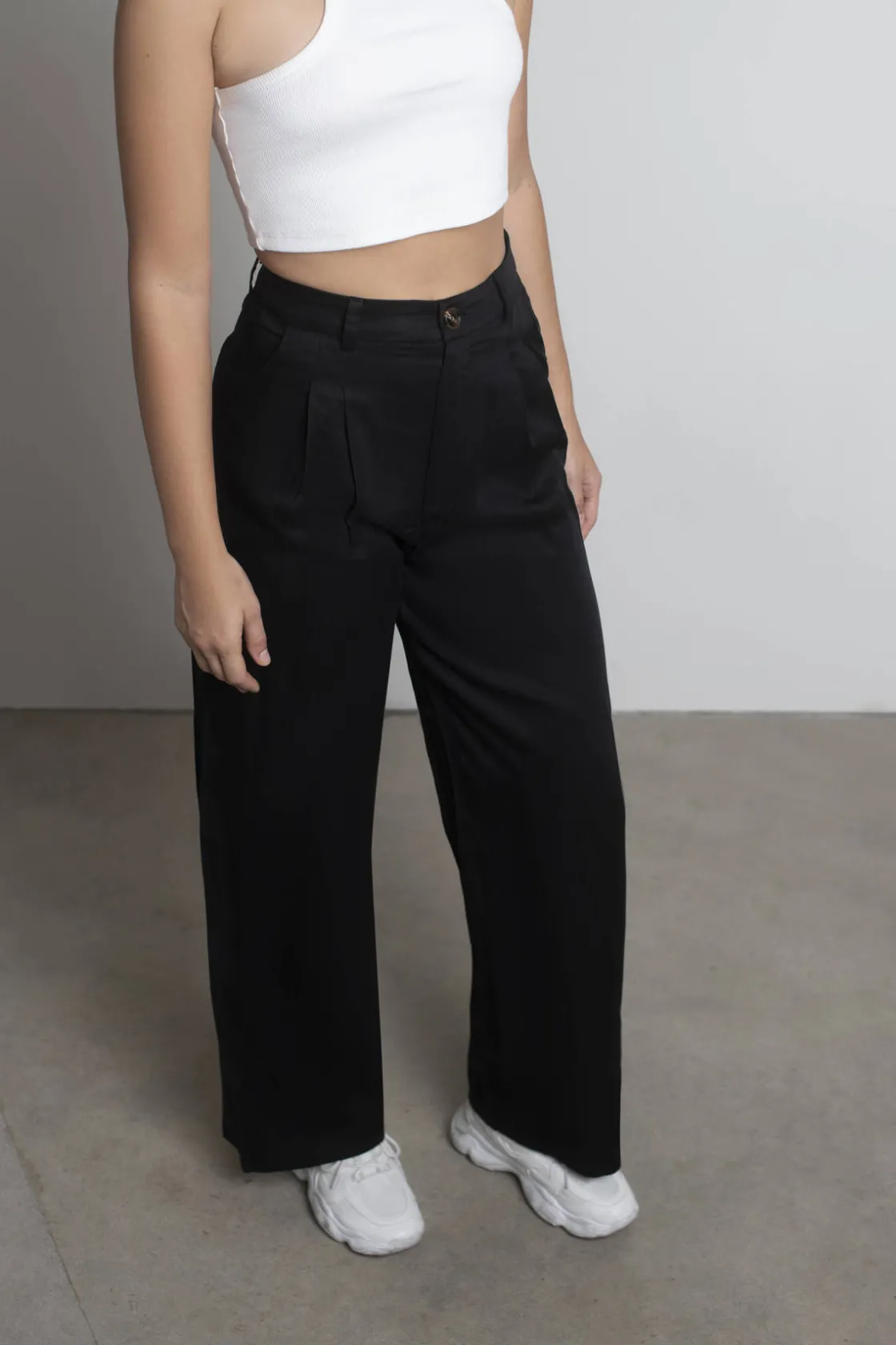 Tobi Nostalgia Blues Pleated Wide Leg Trouser Pants