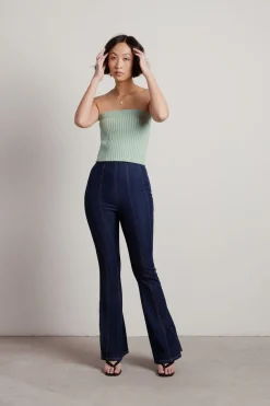 Tobi Not Having It Ribbed Tube Top - Green