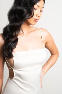 Tobi Nothing But Trouble Satin Open Back Mini Dress - Tan