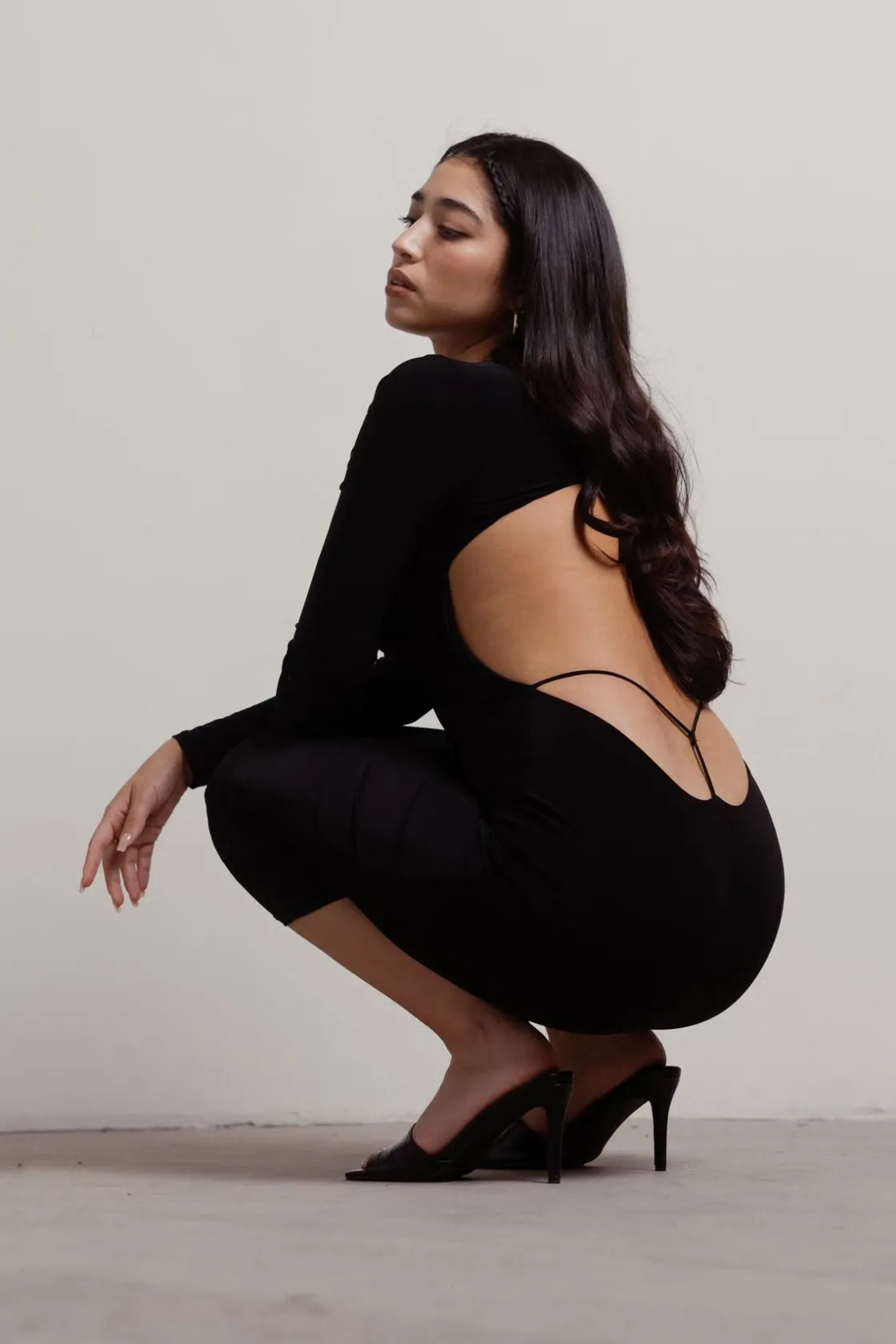 Tobi Nya Open Back Bodycon Midi Dress -