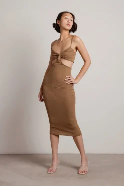 Tobi Oh I See Cutout Ribbed Midi Dress - Terracotta