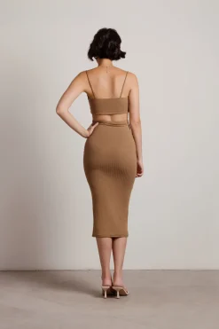 Tobi Oh I See Cutout Ribbed Midi Dress - Terracotta
