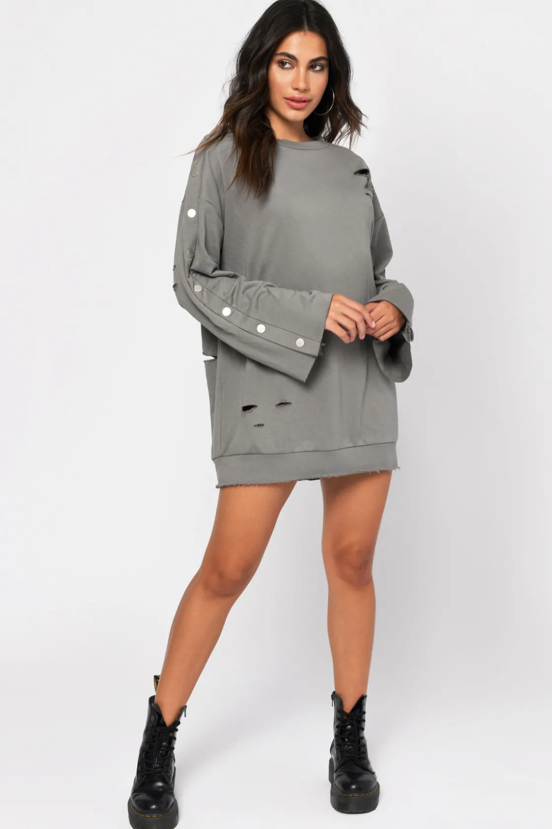 Tobi Oh Snap Oversized Distressed Mini Dress -