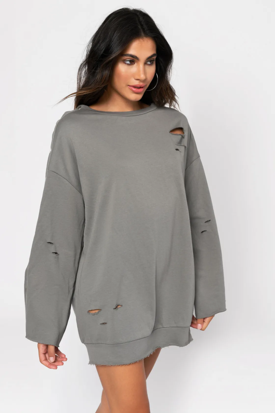 Tobi Oh Snap Oversized Distressed Mini Dress -