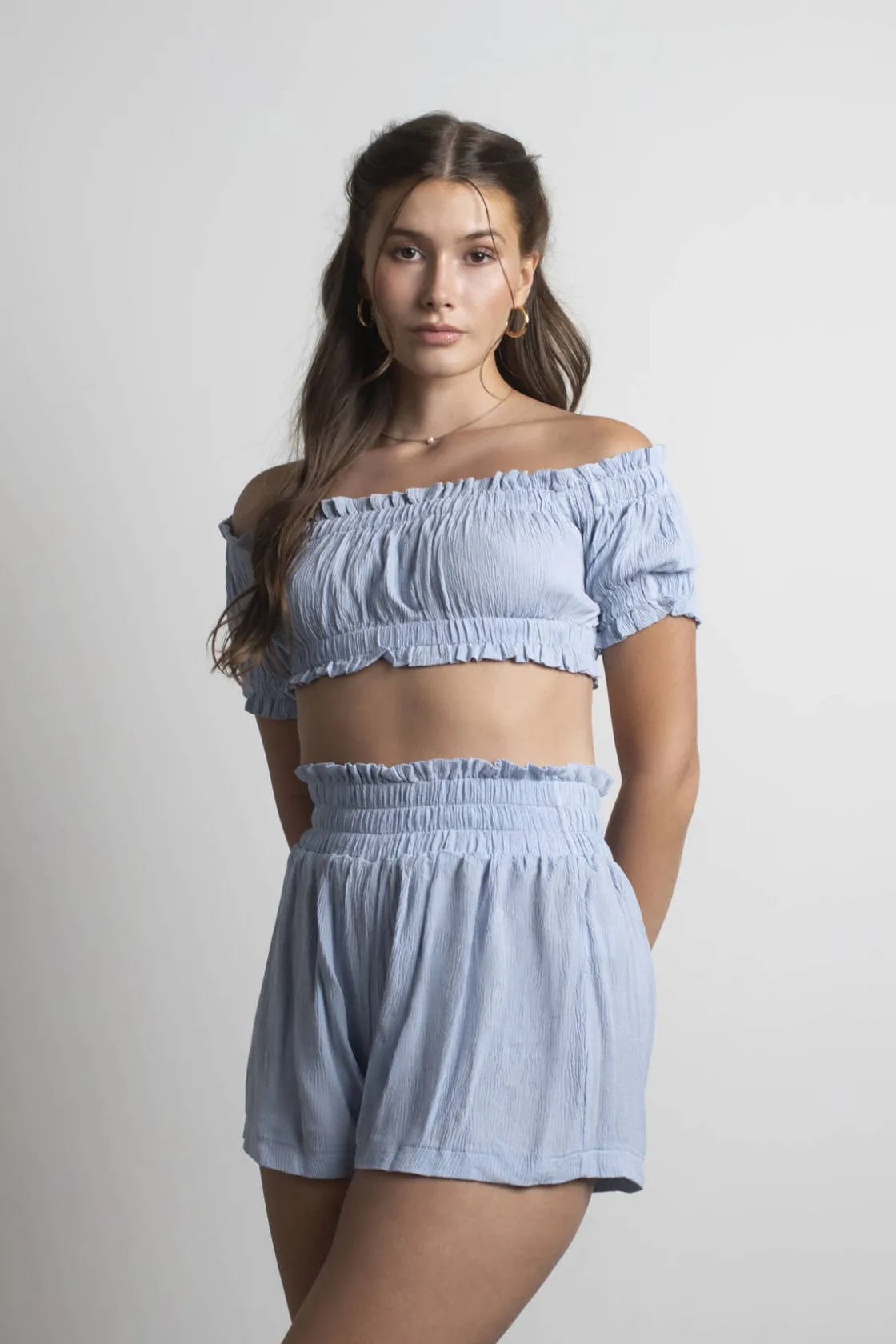 Tobi Oke Smocked Crop Top And Short Set -