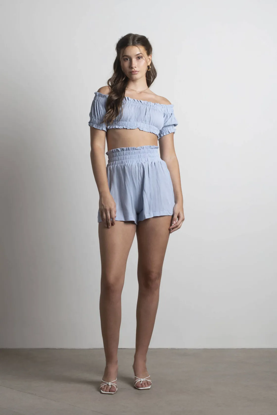 Tobi Oke Smocked Crop Top And Short Set -