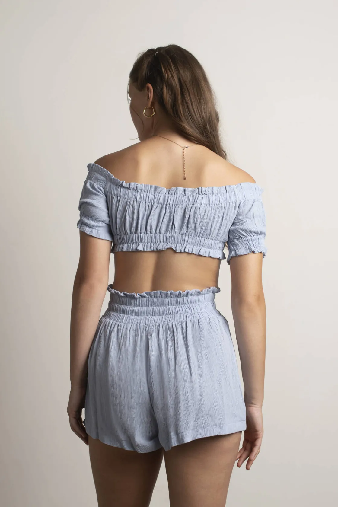 Tobi Oke Smocked Crop Top And Short Set -