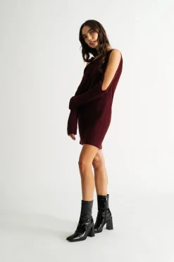 Tobi Olivia One Side Sleeve Sweater Mini Dress - Black