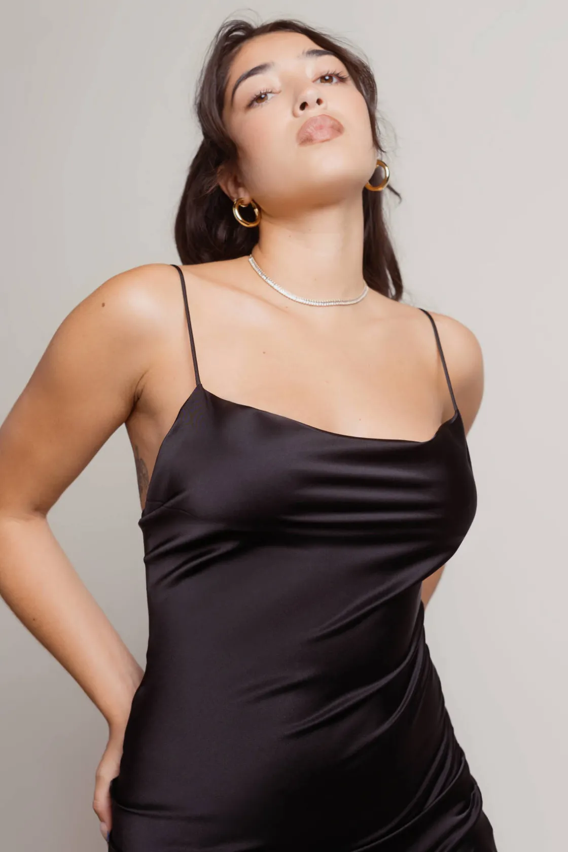 Tobi On A Mission Satin Cami Mini Dress - Light Gold