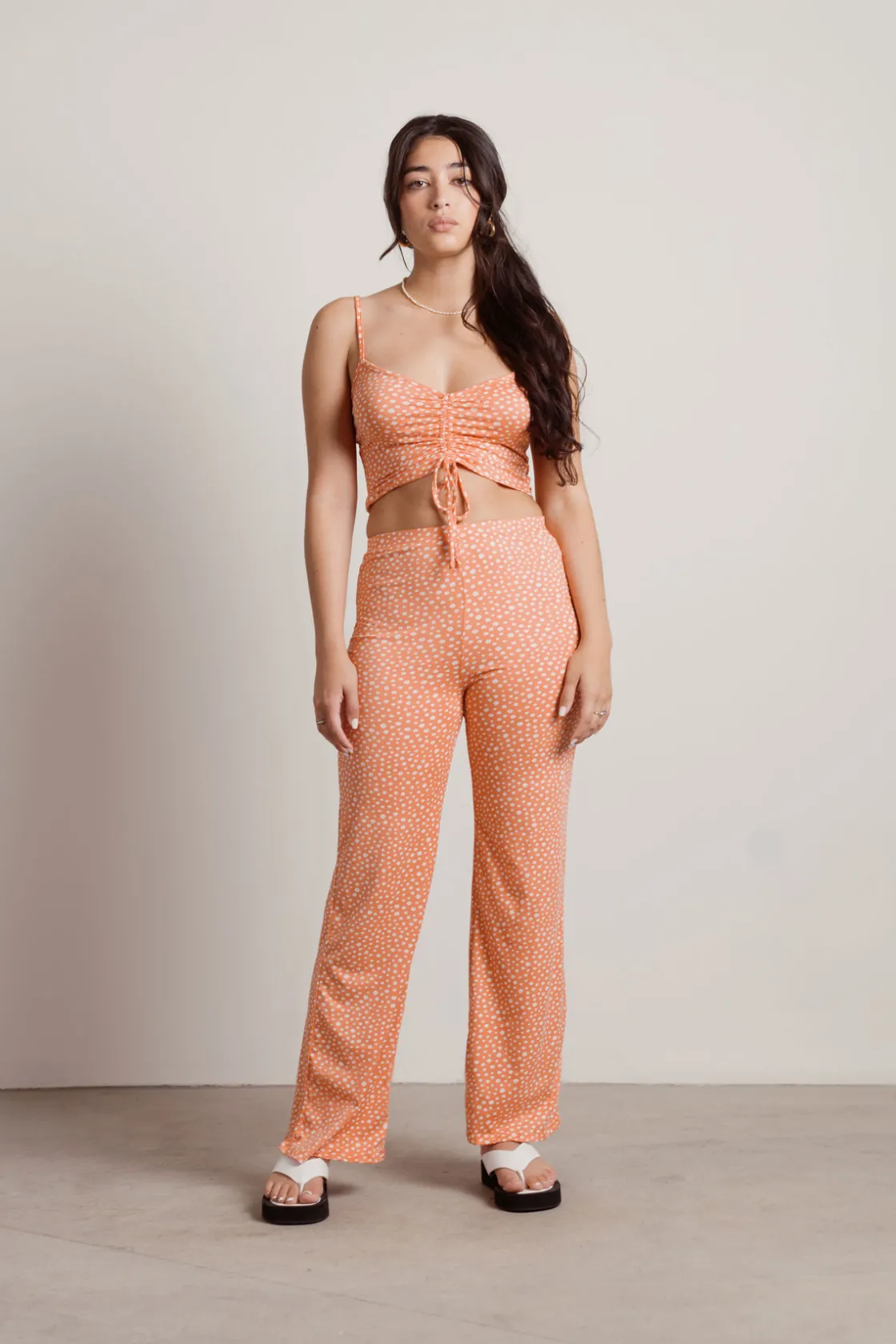 Tobi On My Mind Floral Crop Top And Pants Set -