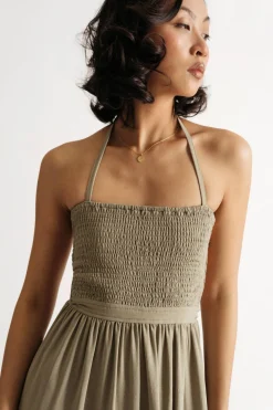 Tobi On To Something Smocked Open Back Midi Dress -