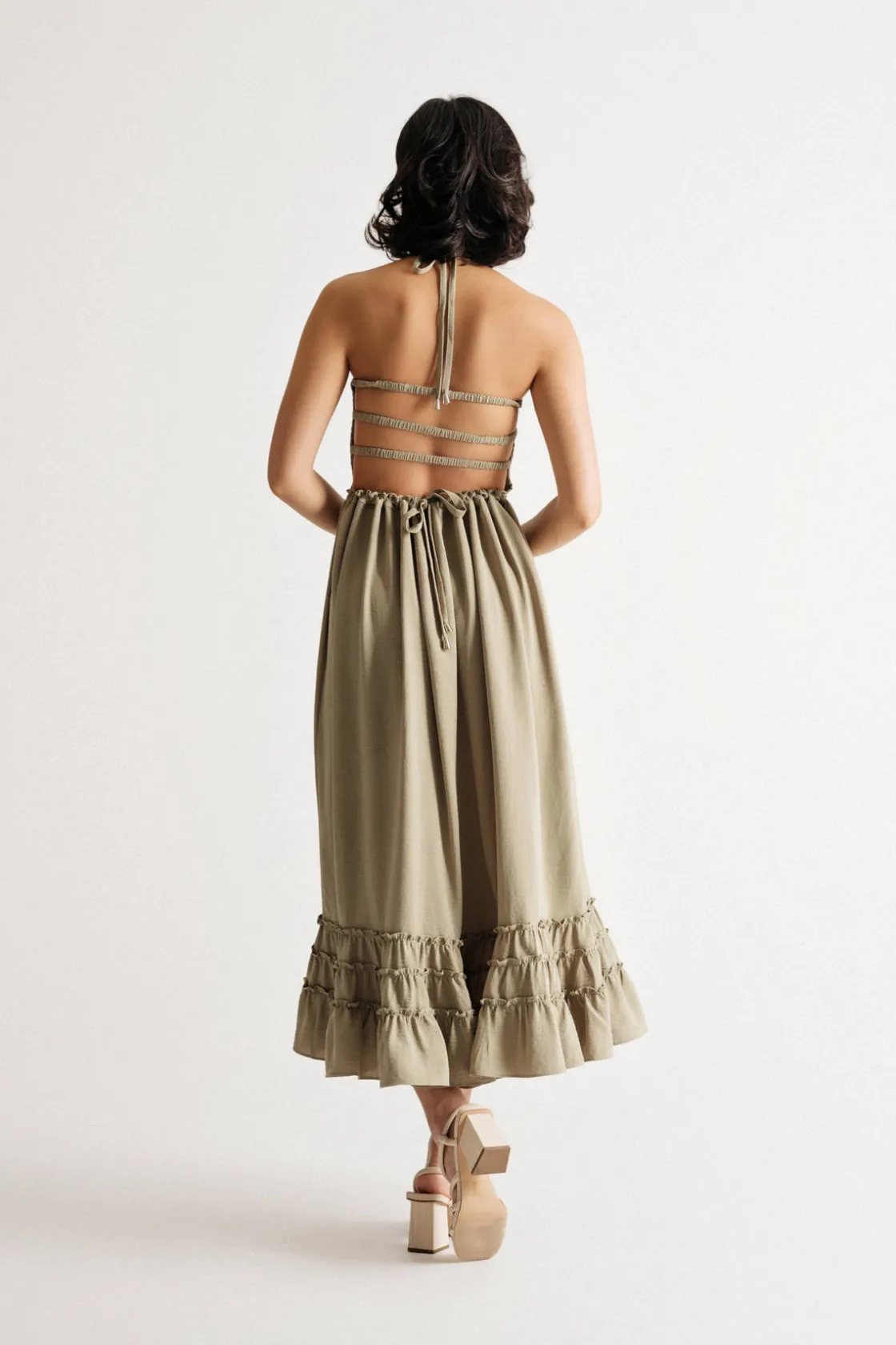 Tobi On To Something Smocked Open Back Midi Dress -