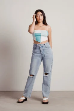 Tobi On Your Mind Crop Top - Blue