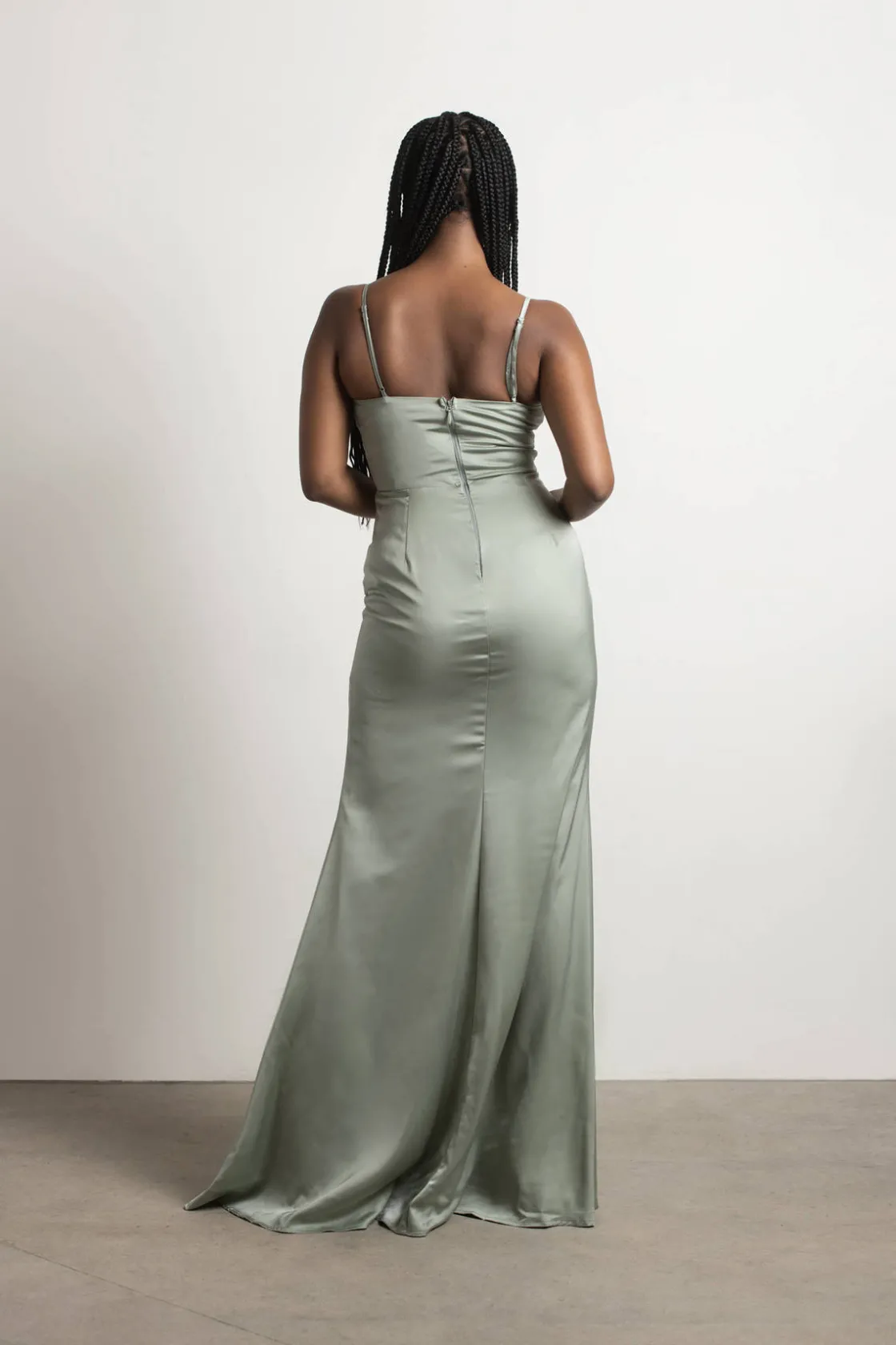Tobi One More Night Satin High Slit Maxi Dress - Burgundy