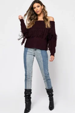 Tobi One More Off The Shoulder Sweater - Wine