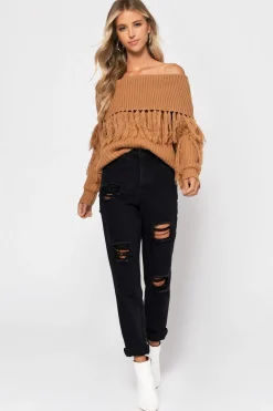 Tobi One More Off The Shoulder Sweater - Wine