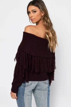Tobi One More Off The Shoulder Sweater - Wine