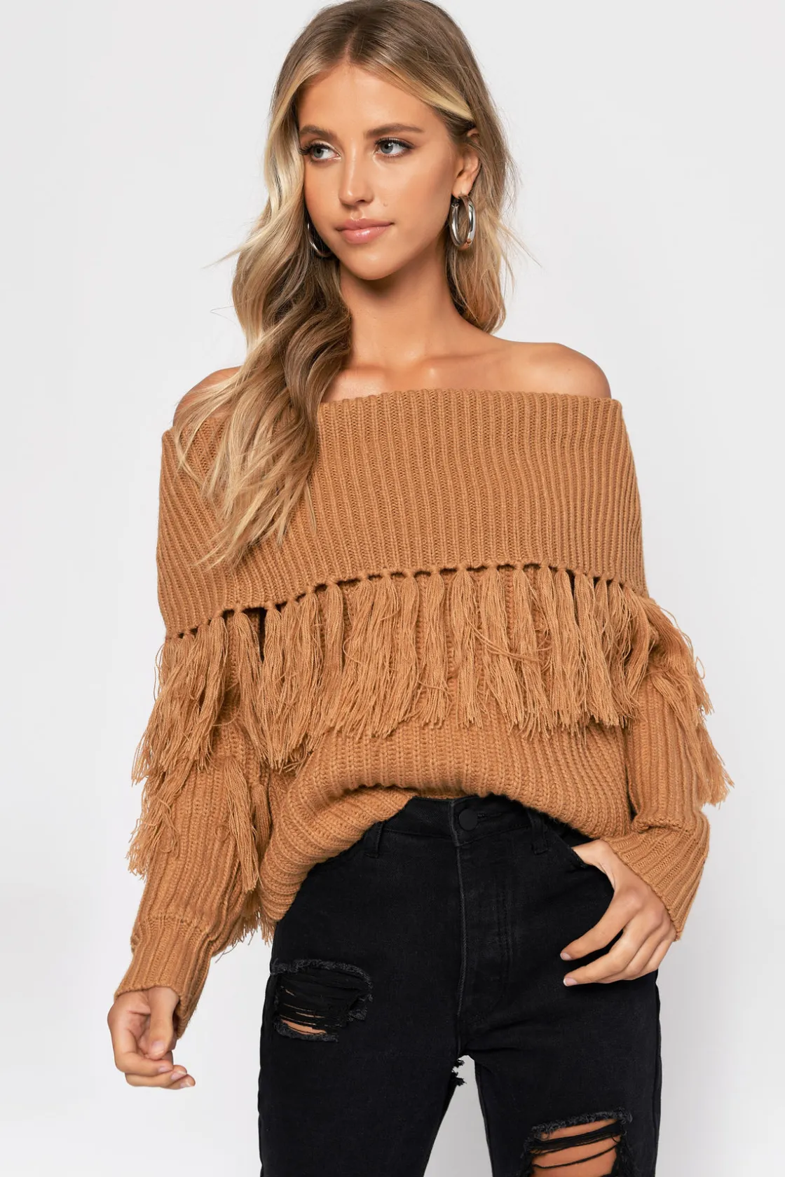 Tobi One More Off The Shoulder Sweater - Wine