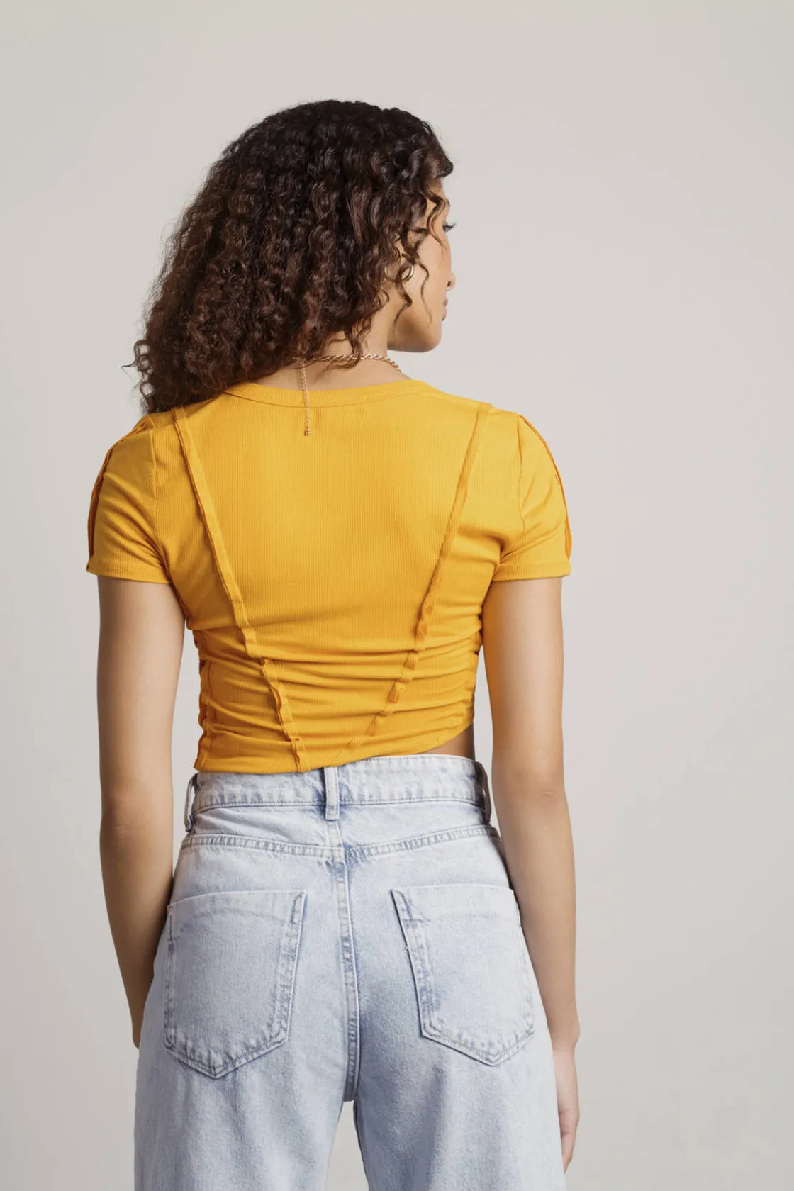Tobi Only One Here Seam Lines Tee - Burnt Orange