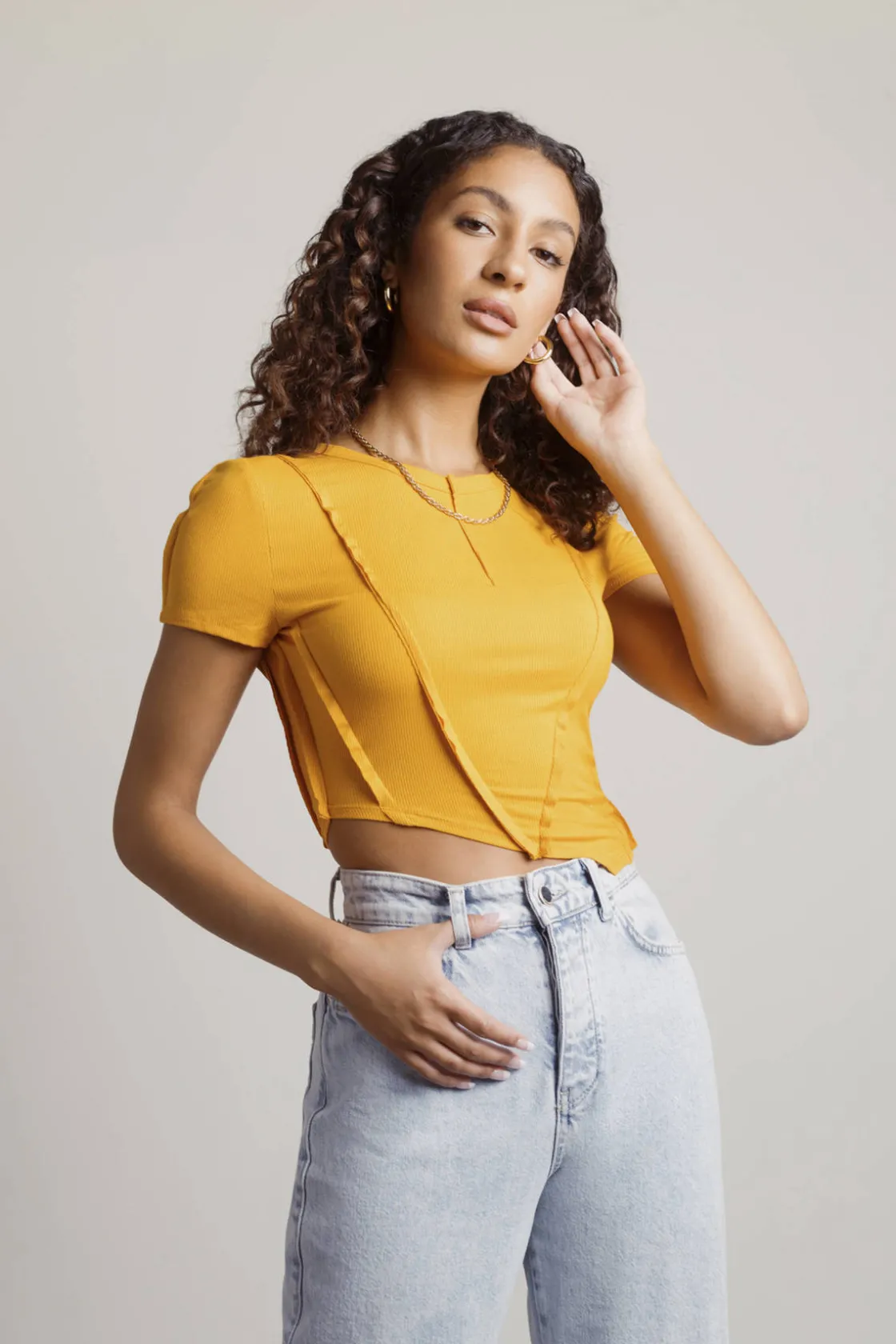 Tobi Only One Here Seam Lines Tee - Burnt Orange