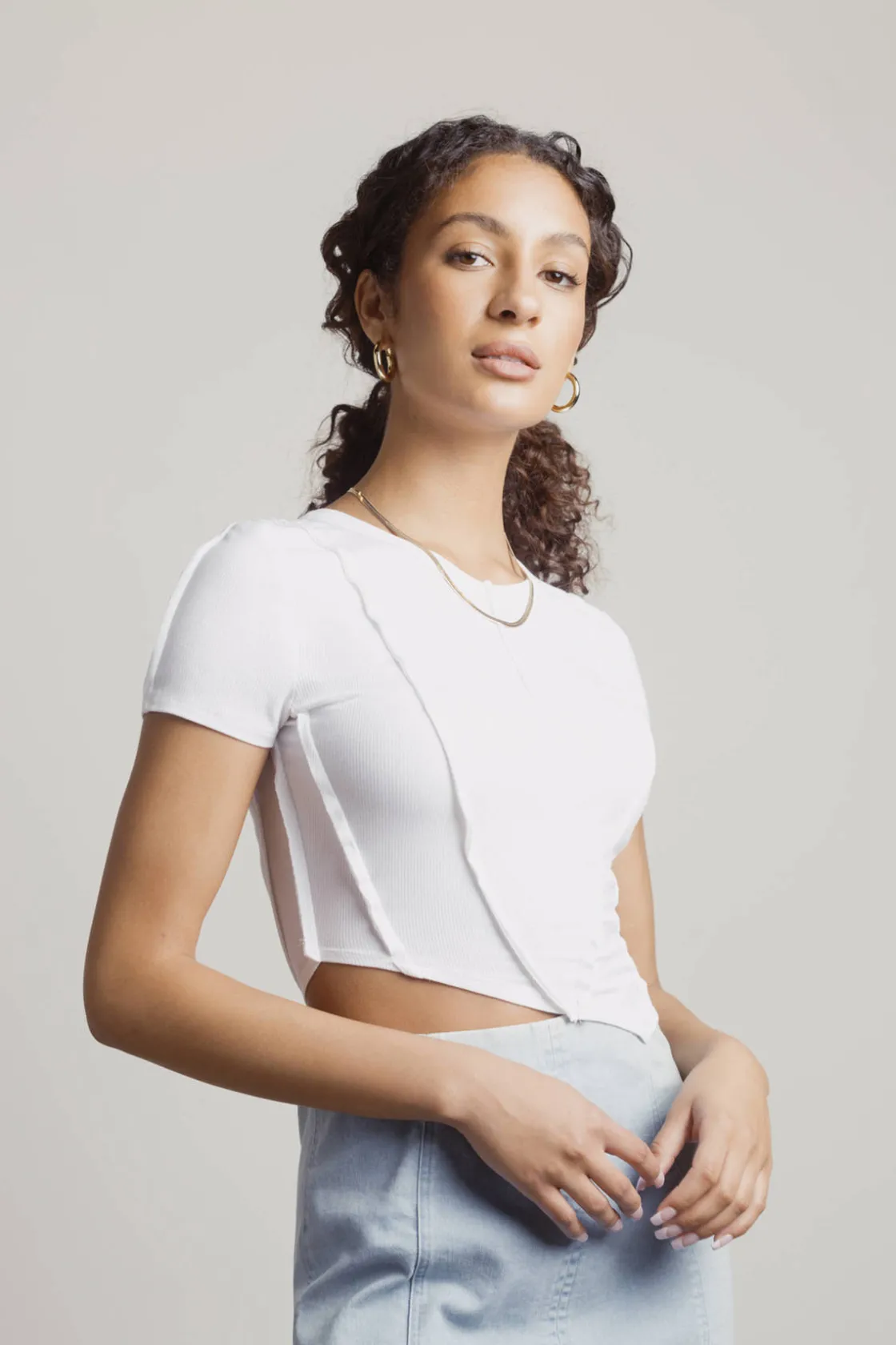 Tobi Only One Here Seam Lines Tee - Burnt Orange