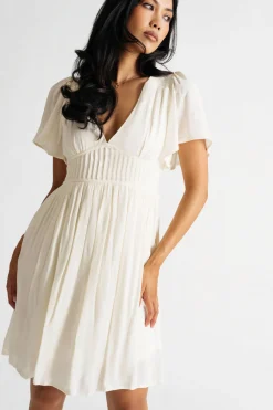 Tobi Out Of Time Plunging Pleated Mini Dress -