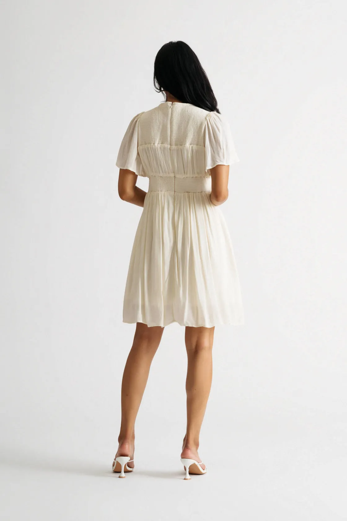 Tobi Out Of Time Plunging Pleated Mini Dress -